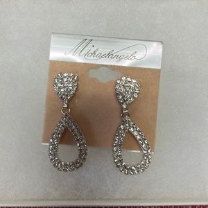 Michelangelo pierced rhinestone earrings Dangle Brand New!